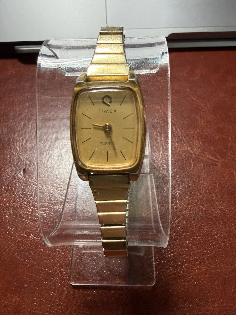 Vintage Timex Electric Gold Tone Rectangular Watch Speidel USA Band Parts Repair
